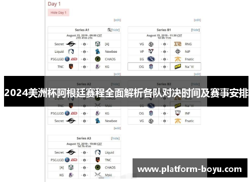 2024美洲杯阿根廷赛程全面解析各队对决时间及赛事安排