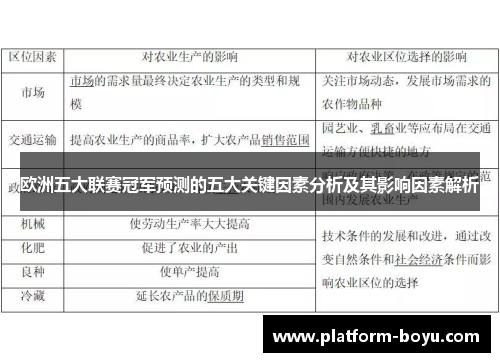 欧洲五大联赛冠军预测的五大关键因素分析及其影响因素解析