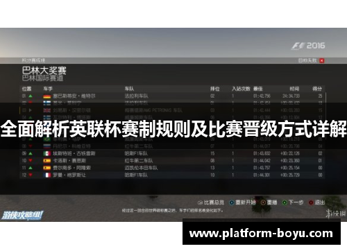 全面解析英联杯赛制规则及比赛晋级方式详解 全面解析英联杯赛制规则及比赛晋级方式详解